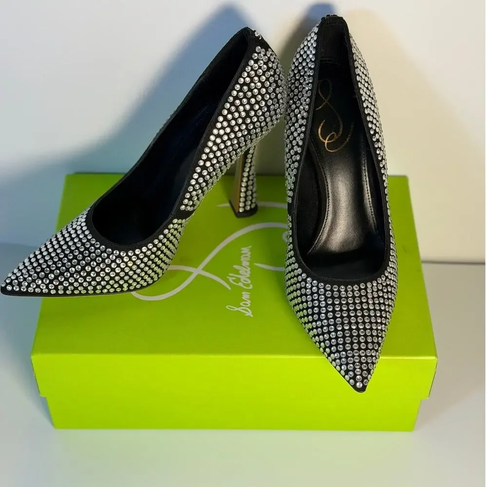 Jessica Simpson Antonia Crystal Pumps Black Rhinestone Women's US 7.5M